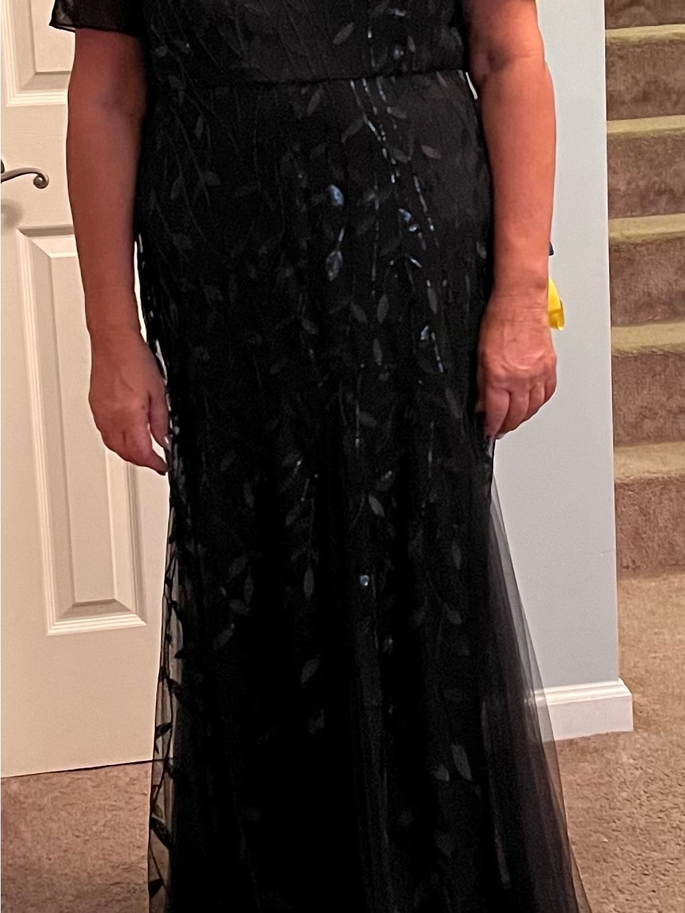 Black Embroidered Evening Gown for Women